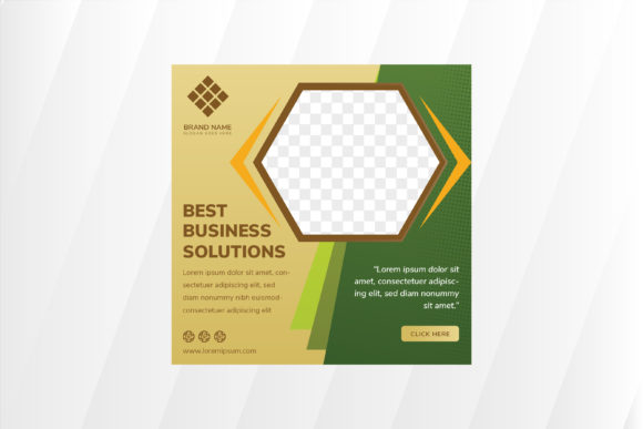Business Square Banner Brown Green for Graphics and Product Mockups
