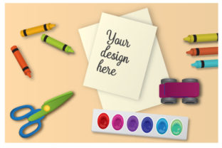 Child s Desk Mockup for Crafts and Designs Amp