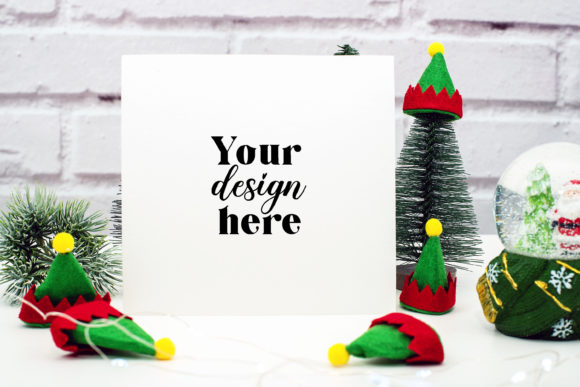 Christmas 5x5 Card Mockup for Blog Graphics and Invitations Amp