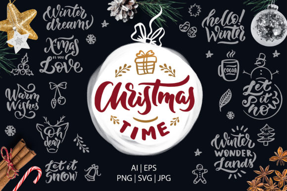 Christmas Time Lettering Pack: A Festive Graphic Asset for Local Branding