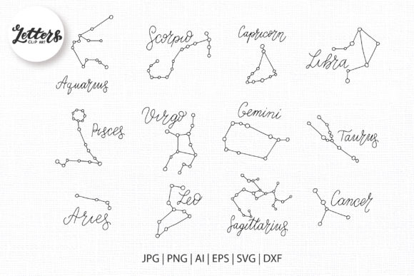 Constellations Stars Zodiac SVG Set for Graphics and Illustrations