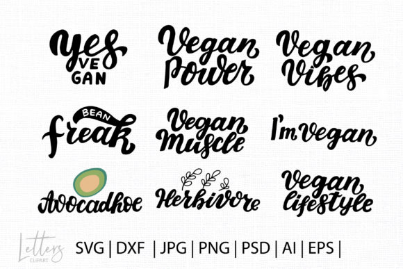 Funny Vegan Quotes Set for Graphic Design Projects