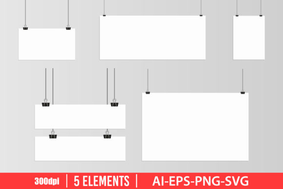 Hanging Poster Mockup Clipart Set Review