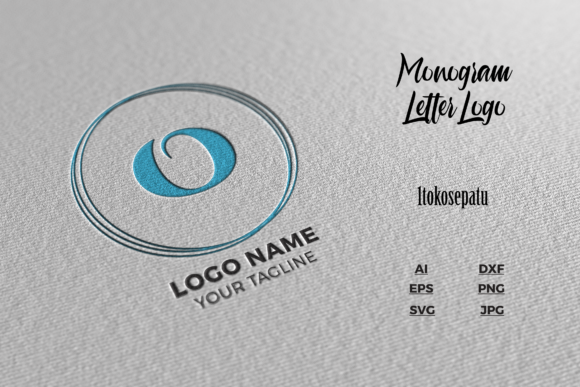 Logo Letter O Blue Texture Mockup for Graphics and Logos