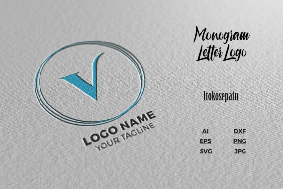 Logo Letter V Blue Texture Mockup Review