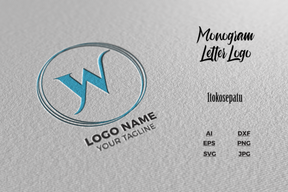 Logo Letter W Blue Texture Mockup for Logos and Graphics