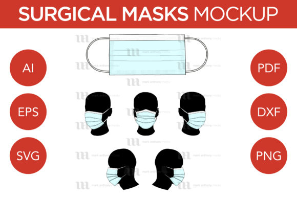 Surgical Mask Vector Mockup for Crafts and Graphics